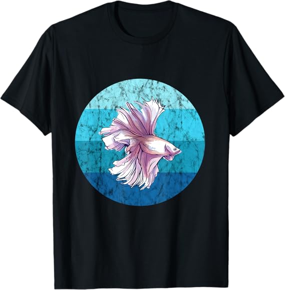 Betta Splendens Fish Retro Ocean Water Siamese Fighting Fish T-Shirt