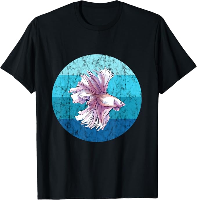 Betta Splendens Fish Retro Ocean Water Siamese Fighting Fish T-Shirt