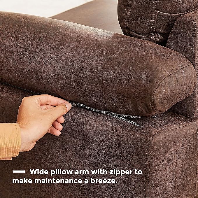 VANOMi 100" Couches for Living Room, Faux Leather Sectional Sofa with Chaise, Convertible L-Shape Sofa & Couches for Living Room,3 Seater, Apartment, Right/Left-L-Shaped, Dark Brown