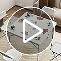 TRINEAR 34" Folding Card Table, Square Plastic Foldable Outdoor Dining Tables, Fold in Half w/Handle, Portable with Collap...