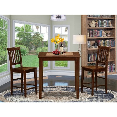 HomeStock Vernon 3 Piece Counter Height Dining Set Mahogany