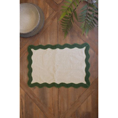 Ruffle Edge Place Mat – 19" Tall Grass Green Table Accent by Kalalou