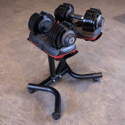 Body-Solid Adjustable Dumbbell with Stand 2pc - Black