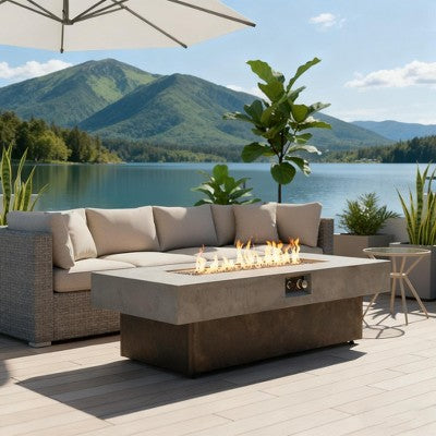 Tabletop Propane Fire Pits, 55 x 23 in, 50,000 BTU outdoor firepit table, Suitable for Outdoor, Patio, Balcony, three height options