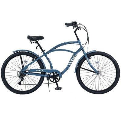 NAYSAYE 7 Speed Beach Cruiser Bike for Women 26 Inch Steel Frame for Comfortable City Rides, Blue, 69.96"*28.32"*43.2"