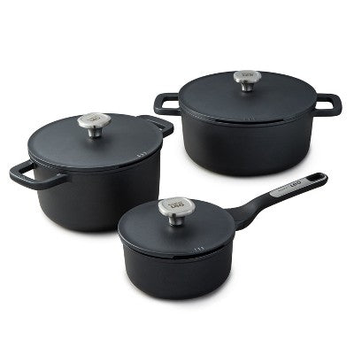 BergHOFF Phantom Nonstick Ceramic Cookware Set with Lids, Recycled Cast Aluminum
