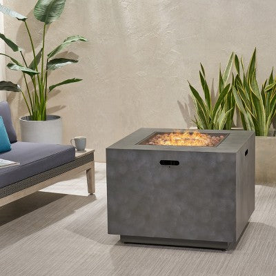 Square Iron Propane Fire Pit With Built In Tank Storage And Modern Outdoor Design