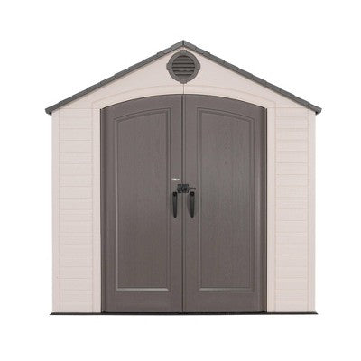 Lifetime 8' x 7.5' Outdoor Storage Shed Desert Sand: HDPE Construction, Weather-Resistant, 10-Year Warranty
