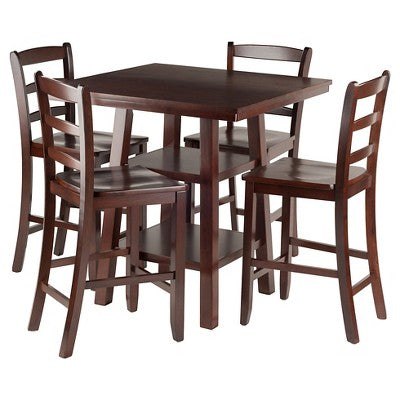 5pc Orlando 2 Shelves Counter Height Dining Sets Wood/Walnut - Winsome