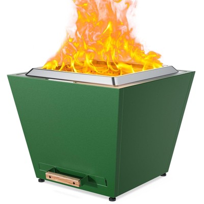 Okak 25" Smokeless Fire Pit with Pull-Out Ash Pan, Wood Burning Fireplaces with Carry Handle, Outdoor Fire Pit for Patio, Camping