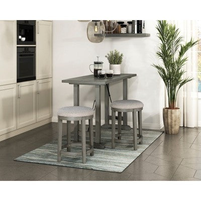 3-Piece Counter Height Dining Set with Rectangular Table and 2 Stools