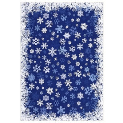 Machine Washable Christmas Area Rugs for Living Room Bedroom, Xmas Snowflake Print Floor Carpet for Dining Room Kitchen