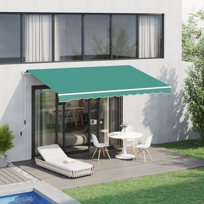 Sapphtopaz 10' x 8' Retractable Awning Manual Patio Awnings Sunshade Shelter UV & Water-Resistant with Manual Crank Handle