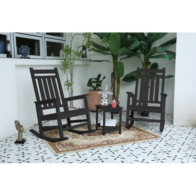 Ridstar 3-Piece All-Weather Wood-Grain Casual Set with 2 Chairs and 1 Table for Porches, Lawns & Gardens-Grey