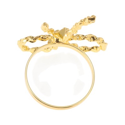 Unique Bargains Napkin Rings Bow Stainless Steel Gold Tone 1 Pc