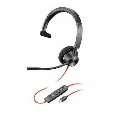 Poly Blackwire 3310-M Microsoft Teams Certified USB-C Headset - Mono - USB Type C, Mini-phone (3.5mm) - Wired - 32 Ohm - 20 Hz - 20 kHz - On-ear -