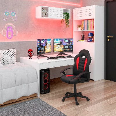 PAGED Executive Office Chair Fully Reclining Ergonomic Gaming Chair with Footrest, Adjustable Desk Chair for Bedroom