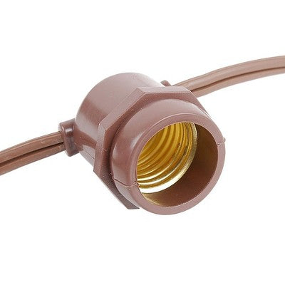 Novelty Lights 100 Feet Heavy Duty Light Strings and Sets with 50 In-Line E26 Sockets, Brown Wire PVC Stringer, 24" Spacing, Non-Connectable