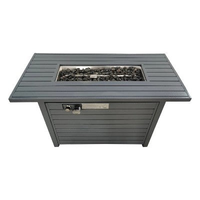 24" H x 42" W Steel Propane Outdoor Fire Pit Table with Lid