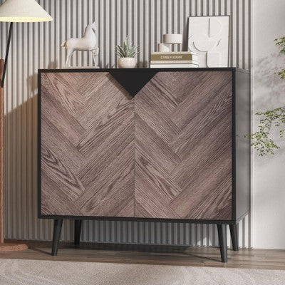 31.5 Inch Storage Cabinet with Shelf & Doors, Modern Sideboard Buffet Cabinet with Storage