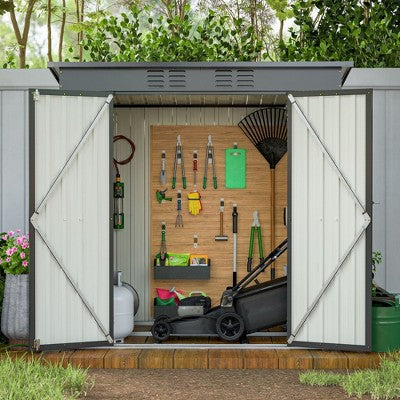 PAGED 6x4 FT Outdoor Storage Shed,Metal Garden Sheds with Hinged Door and Padlock for Garden