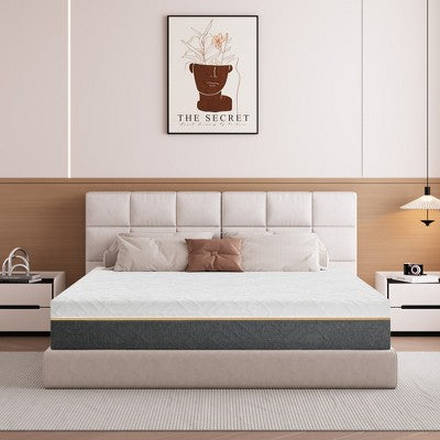 Vipbear Medium - Extra Firm Flippable Mattress, 12 Inch Extra Firm Memory Foam Mattress for Back Pain, High Density Bed-Mattress in Box