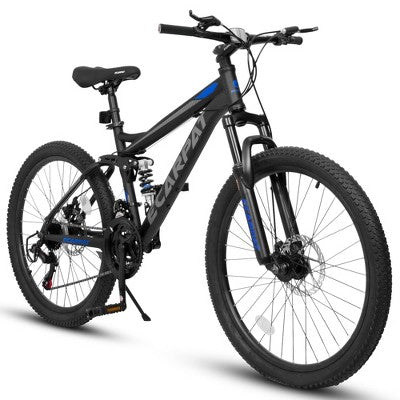 Whisen 26” Adult Mountain Bike with Full Suspension, 21-Speed Gear, Disc Brakes
