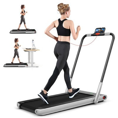 SuperFit 2.25HP 2 in 1 Foldable Under Desk Treadmill Remote Control