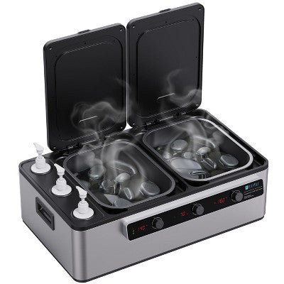 Master Massage Professional Electric Multifunctional Massage Stone Heater, Steam Cooking Heater & 3 Bottle Massage Oil/Lotion/Gel Heater