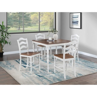 5-Piece Counter Height Dining Set with Rectangular Table and 4 Ladder Back Chairs