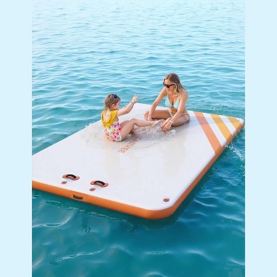 Acekool Inflatable Floating Dock Platform, Non-Slip Island Raft for Pool, Beach & Ocean, Includes Soft Ladder, Rope & D-Rings