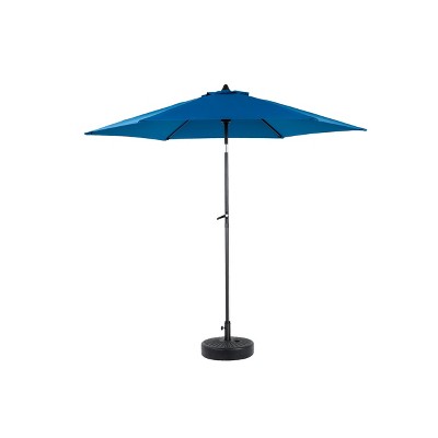 Gulches 9FT Patio Market Umbrella Blue 100% Polyester UV/Waterproof, Crank & Push Button Tilt,6 Steel Ribs for Deck/Backyard/Pool (Base Not Included)