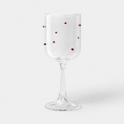 14.5 fl oz Wine Glass Clear with Red Dots - Threshold™