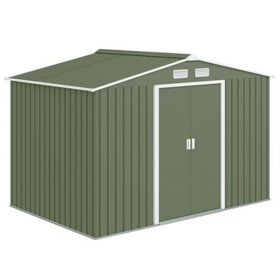 Outsunny Metal Storage Shed Organizer, Garden Tool House with Vents and Sliding Doors for Backyard, Patio, Garage, Lawn