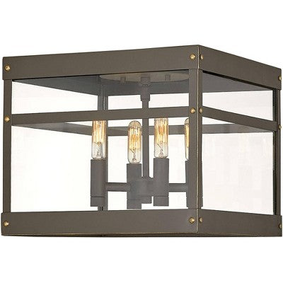 Hinkley Porter 12" Wide 4-Light Rustic Square Outdoor Ceiling Light