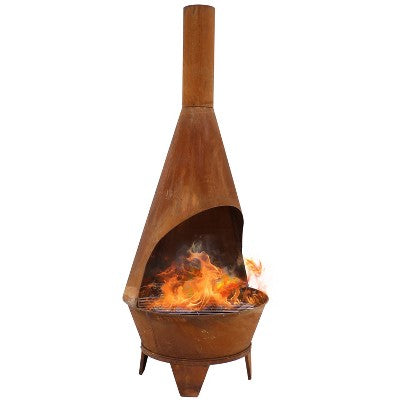 Sunnydaze Outdoor Backyard Patio Mexican Style Oxidized Steel Wood-Burning Fire Pit Chiminea - 6' - Rust