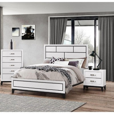 Okak Modern Platform Bed Frame Panel Low-profile Bed with Geometric Design Headboard Strong Wood Slats Easy to Assemble
