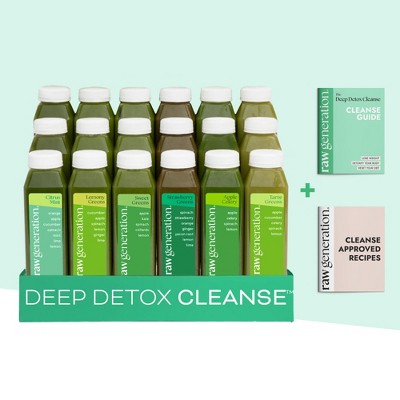Raw Generation Deep Detox Cleanse – Juice Cleanse with 60% Less Sugar for Weight Loss, Energy, Clearer Skin & Gut Health