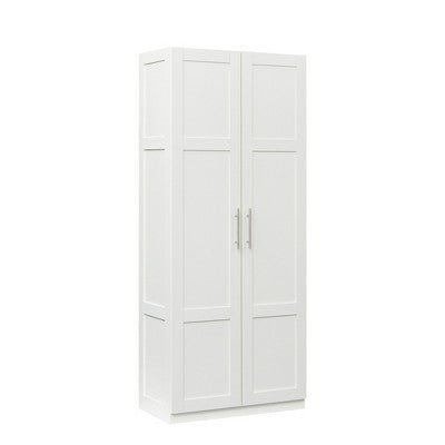TIRAMISUBEST 3-Doors Wooden Rattan Wardrobe Storage for Bedroom - Mobile Lateral Filing Cabinet, Locking Wheels, Adjustable Shelf
