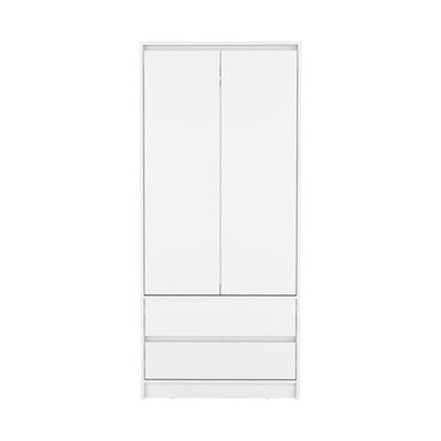 SEVOBAL Armoires with Two Drawers Double Doors Hanging Rod and Spacious Storage for Bedroom Organization, White, 31.5"*20.5"*70.9"
