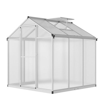 COZONY Walk-In Greenhouse, Heavy-Duty Polycarbonate Outdoor Garden Greenhouse with Roof Vent & Quick Setup