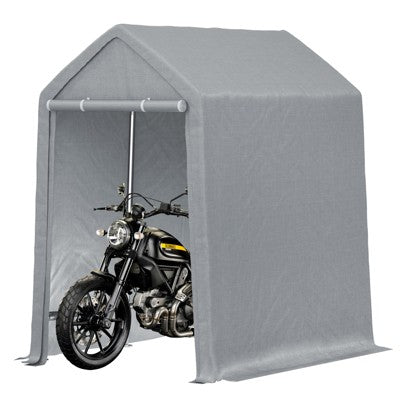 Heavy Duty Carport Canopy, Metal Frame Portable Outdoor Storage Shed with Waterproof PE Cover & Roll-Up Zipper Door, for Motorcycle, Bike, Tools