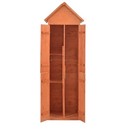 vidaXL Compact Garden Storage Shed - 28"x23.6"x83.9" Wood Cabinet - Waterproof Fabric Roof - Easy Assembly - Brown Wooden Outdoor Tool Shed
