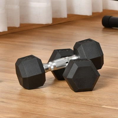 Sapphtopaz Rubber Coated Hex Dumbbell Set of 2 with Non-Slip Handles, Anti-roll Rubber Weights for Exercise, Home Gym Strength Training Dumbbells