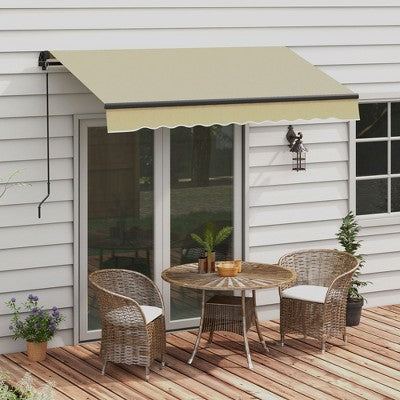 Sapphtopaz 8' x 6.5' Retractable Awning Manual Patio Awnings Sunshade Shelter 280gsm UV Resistant with Manual Crank Handle Aluminum Frame