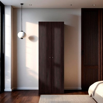 CAVINAS 2-Door Wardrobe Closet,Bedroom Armoires with Metal Hanging Rod,Fixed Storage Shelf,Closet Wardrobe for Small Bedrooms,Apartments