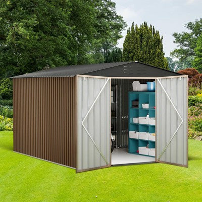 8x8 FT Outdoor Storage Shed,Utility Metal Tool Storage with Lockable Doors and Updated Frame Structure, Large Garden Shed for Backyard