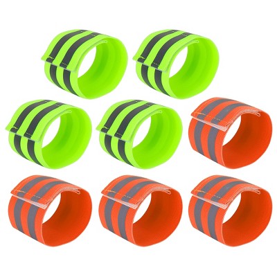 Unique Bargains Reflective Bands for Wrist Reflector Tape Straps Bracelet Green Orange 8 Pcs