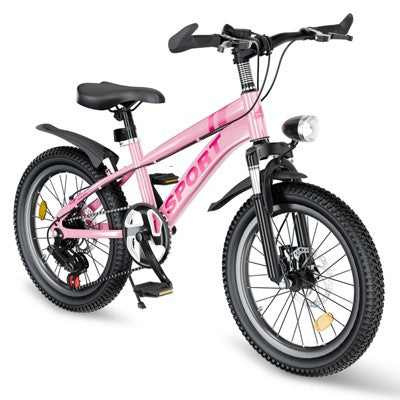 Gulches 24 Inch Kids Mountain Bike for Boys & Girls Ages 7-12£¬ 7-Speed Gears, Dual Disc Brakes，Pink