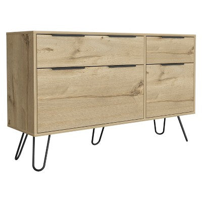 Bella Depot Double Dresser with 4 Drawers Superior Top and Hairpin Legs
